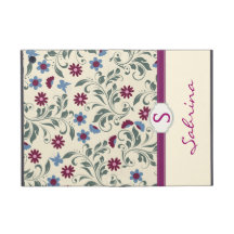 Gullig för blommigt Monogramfolio flickaktigt iPad Mini Hud