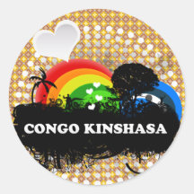 Gullig fruktig Kongofloden Kinshasa Rund Klistermärke