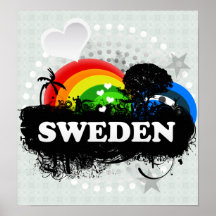 Gullig fruktig sverige print