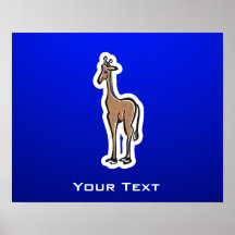 Gullig giraff; Blått Affischer