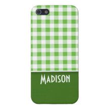 Gullig grön Gingham iPhone 5 Fodraler