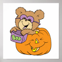 gullig halloween nalle i pumpabu posters