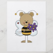 gullig humlabjörn med lila blommor flygblad
