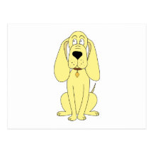 Gullig hundtecknad. Gul Hound. Vykort