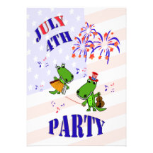 Gullig inbjudan för alligatorJuli 4 party