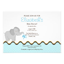 Gullig inbjudan för baby shower för babyelefantpoj