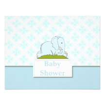 Gullig inbjudan för blåttelefantbaby shower