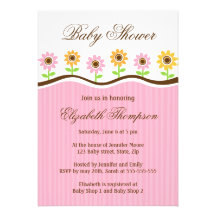 Gullig inbjudan för blommagränsbaby shower, rosa