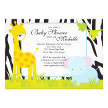 Gullig inbjudan för djungelSafaribaby shower