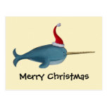 Gullig jul Narwhal Vykort