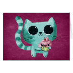 Gullig kattunge med den Kawaii muffinen Kort