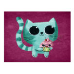 Gullig kattunge med den Kawaii muffinen Vykort