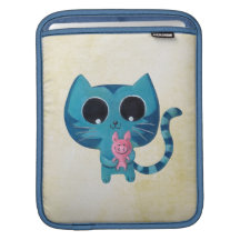 Gullig kattunge och gris iPad sleeve
