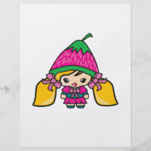 Gullig Kawaii flickaunge med jordgubbehatten Custom Flyer