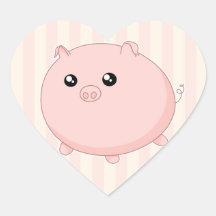 Gullig Kawaii knubbig rosa gris Hjärtformade Klistermärken