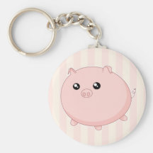 Gullig Kawaii knubbig rosa gris Nyckel Ring