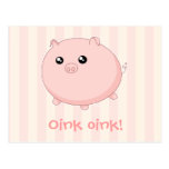 Gullig Kawaii knubbig rosa gris Vykort