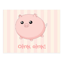 Gullig Kawaii knubbig rosa gris Vykort