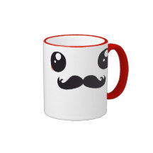 Gullig Kawaii mustasch Mugg