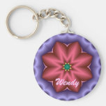 Gullig keychain med fantasiblomman och namn nyckel ring