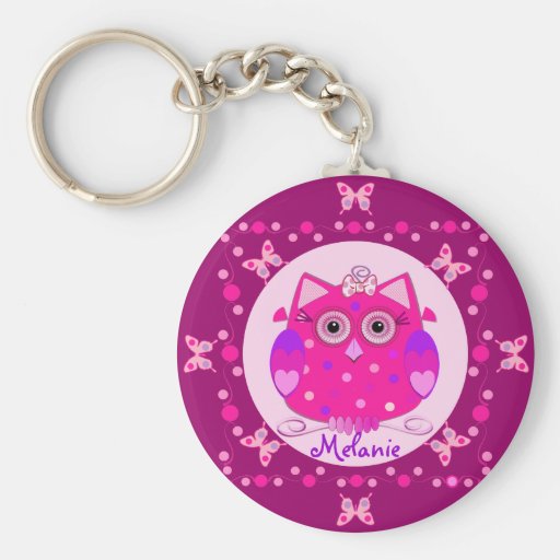 Gullig keychain med flickaktigt en uggla och ett n nyckelring