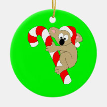 Gullig Koalabjörn på candy cane Juldekoration