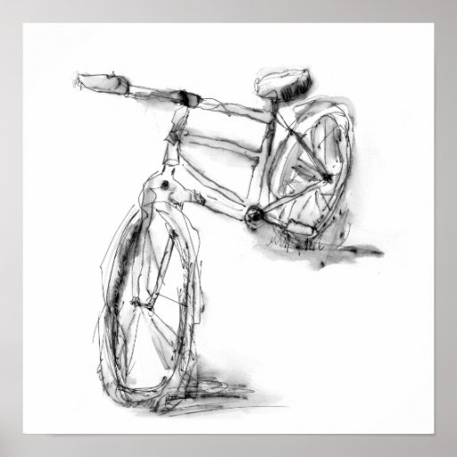 Gullig konstnärlig cykelteckning posters