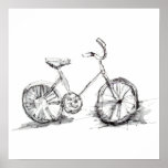 Gullig konstnärlig cykelteckning posters