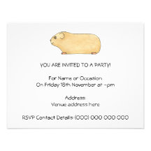 Gullig kräm- Guinea Pig. Personliga Inbjudningskort