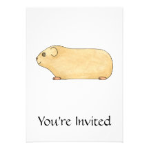 Gullig kräm- Guinea Pig. Inbjudningar