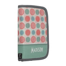 Gullig lax, korallrosor & Seafoam polka dots Personlig Almanackor Av Folio