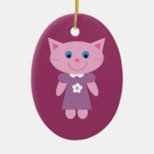 Gullig le rosa tecknadkattunge julgransdekoration