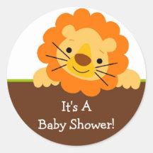 Gullig lejon baby showerklistermärke