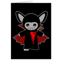 Gullig Lil vampyrfladdermöss Hälsningskort