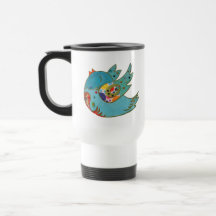 Gullig lycklig fågel kaffe mugg