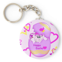 Gullig lycklig Pinkieglad påsk Keychain