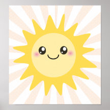 Gullig lycklig sol print