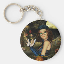 Gullig Magical häxarunda Keychain Nyckelring