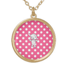 Gullig mammarosapolka dots personliga halsband