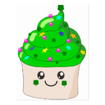 Gullig muffin för grön klöverst patricks day vykort