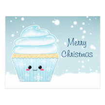 Gullig muffin för Kawaii julSnowflake Vykort