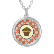 Gullig muffin på orange blåttgultpolka dots hängsmycken