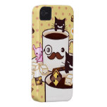 Gullig mustaschkaffekopp med kawaiidjur Case-Mate iPhone 4 skal