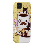 Gullig mustaschkaffekopp med kawaiidjur iPhone 4 Case-Mate fodral