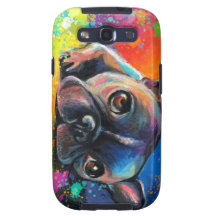 Gullig nyckfull fransk bulldogghundvalp Novikova Samsung Galaxy S3 Fodral