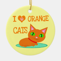 Gullig orange kattkärlekprydnad julgranskula