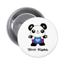 Gullig Panda med hjärta Nål