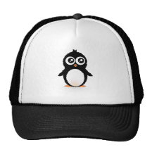 Gullig pingvintecknad trucker keps