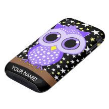 gullig purpurfärgad prickig uggla iPhone 3 tough covers