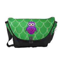 Gullig purpurfärgad uggla messenger bag